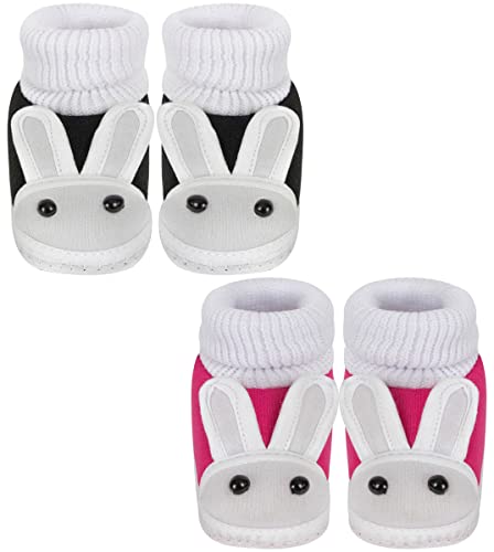 Neska-Moda-Set-Of-2-Pair-Unisex-Baby-Booties-for-1-to-2-Year-BlackPink