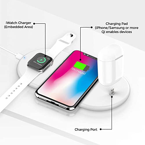 Image of UNIGEN Unidock 310 3in1 Wireless Charger for iPhone 17 /16 /15 /14 /13 /12 /11 Series /SE /XS /XS Max /XR /X /8 /8 Plus, Charging Mat for Apple Watch 10 /9 /SE /8 /7 /6 /5 /4 /3 /2 /Ultra and Pods 1 /2 /3 /Pro