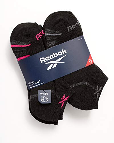 Reebok Women's Athletic Socks - Performance Cushioned Low Cut Socks (6 Pack), Size 4-10, Pure Black2