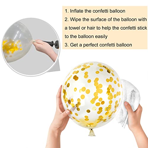 Image of TUPARKA 12 inches Yellow White Gold Confetti Balloons 60 Pack Pastel Yellow White Party Balloon for Sunflower Honeybee Theme Birthday Baby Shower Party Supplies