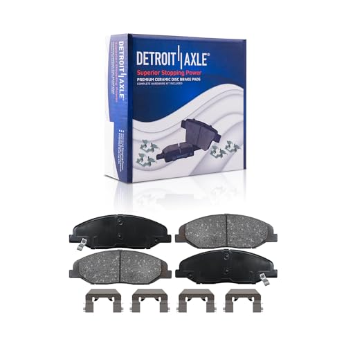 Image of Detroit Axle - Brake Pads for 2008 2009 2010 2011 2012 2013 2014 Cadillac CTS Ceramic Brakes Pads w /Hardware Front & Rear Replacement