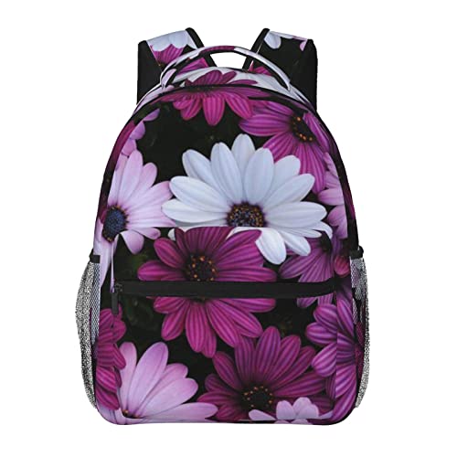 Sac à dos décontracté ordinateur portable grand modèle à motif floral noir