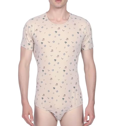 Short Sleeve Onesie for Men Cotton Romper Pajama Tops Print Bodysuit One Piece Jumpsuit- Country Yard3