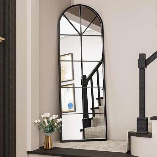 Image of OGCAU Arched Full Length Mirror, 65 inchx22 inch Floor Full Body Mirror, Black