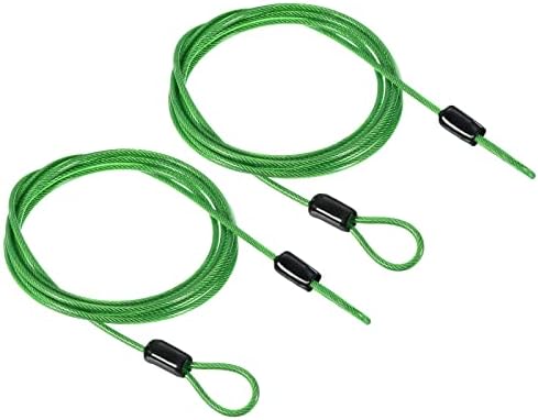 PATIKIL Security Steel Cable 2.5mm x 0.5m/1.64ft Coated Luggage Lock Wire Rope with Double Loop Black 2 Pack