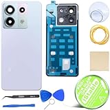 iStable Akkudeckel Set für Xiaomi Redmi Note 13 Pro 5G Rückseite Glas mit Kamera Linse Deckel Backcover Lila