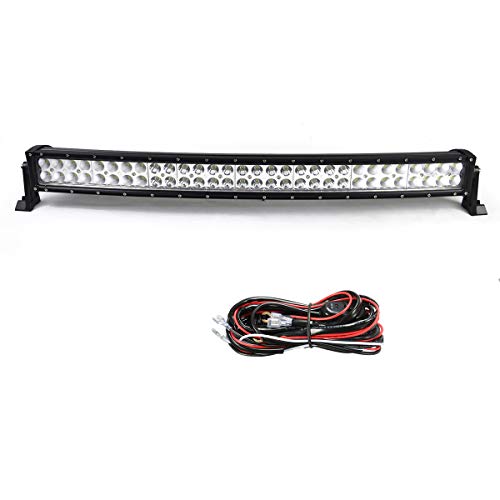 Willpower Barra de luz LED curvada de 32 pulgadas 180W spot flood combo Luz de trabajo con soporte de montaje y arnés de cableado para 4x4 Off Road Boat SUV UTE ATV Truck