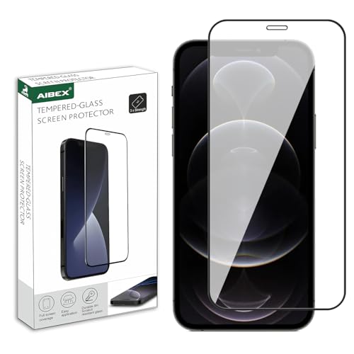 Image of AIBEX Military-Grade Tempered Glass Screen Protector Compatible for iPhone 12 Pro Max with Edge to Edge Coverage and Easy Installation kit