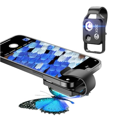 NanoZoom, Nano Zoom,【2025 Upgraded】 Nano Zoom 200x for iPhone Microscope for CPL Lens/LED/UV Light/Universal Clip, Portable Pocket Phone Microscope Lens Attachment (Black)