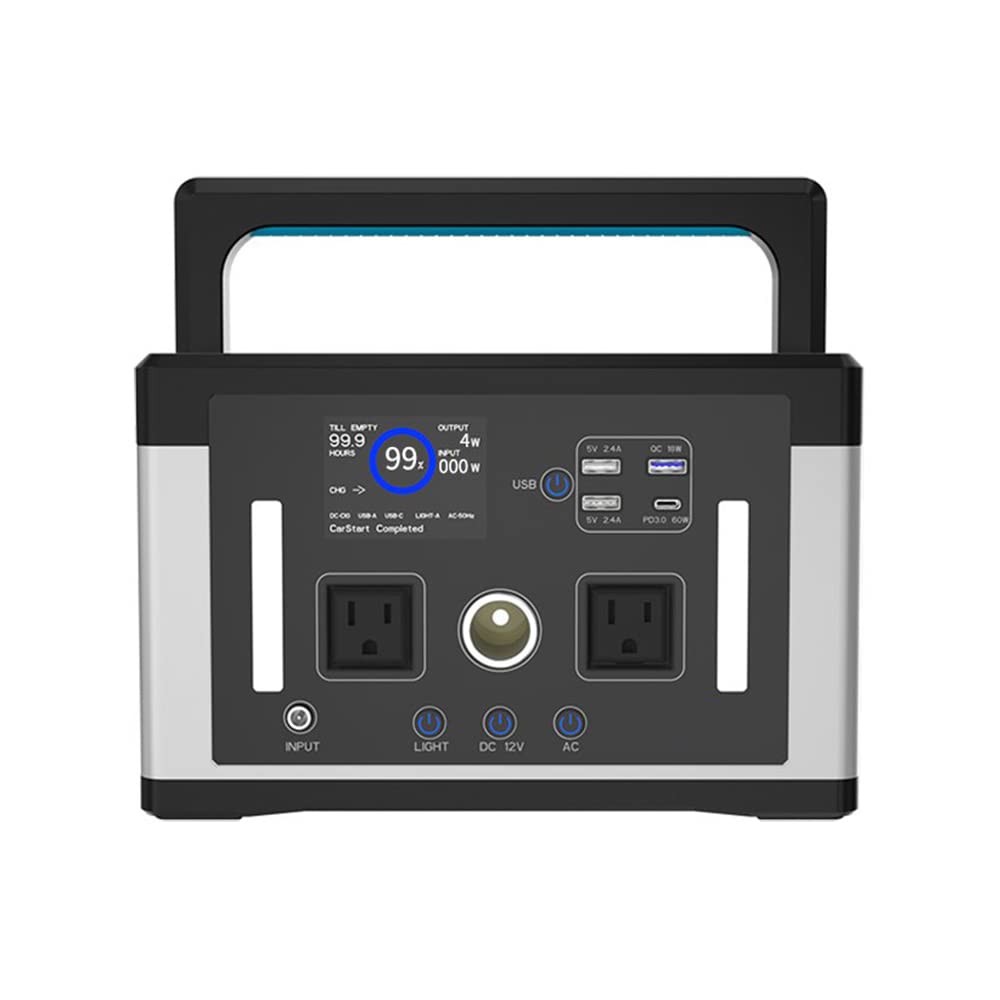 OFFOF Protable Power Station 700 W, 577 Wh, szczytowa 1000 W, przenośna stacja zasilająca Solar AC, samochód, ładowanie słoneczne, trzy porty USB, kemping, wędkarstwo, generacja samochodów