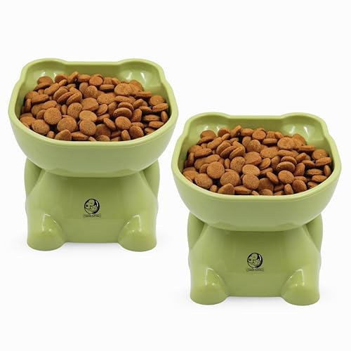 Image of Foodie Puppies Cat Tilted Food and Water Feeder (CatBody Face Bowl, Pack of 2) | Durable, Anti Vomiting, Healthy Cat Bowl for Persian Cat Prevent Tipping Over | Elevated Feeder for Cats and Small Dogs