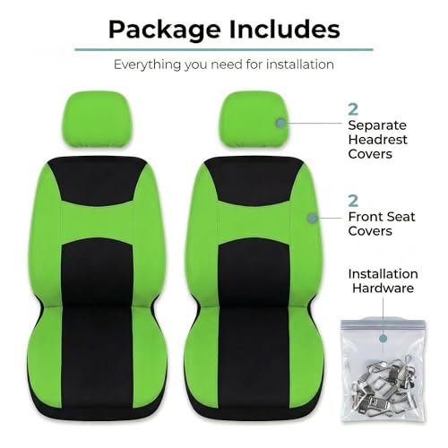 Image of FH Group Universal Car Seat Covers Front Set for SUV Truck Sedan Vans | Waterproof All-Purpose Cloth Seat Cover Set Airbag Compatible Washable Split Bench Protector Interior Upgrade - Green