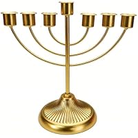Luocute Candelabro de 7 Brazos, Candelabro de Metal Dorado para