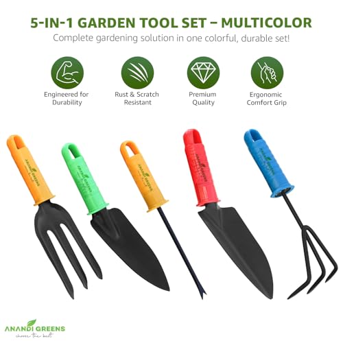 Image of Anandi Green's Metal Agriculture Garden Spectacular Heavy Duty Plastic Handle Gardening Tools Set for Gardening (Multicolor Tool PO5)