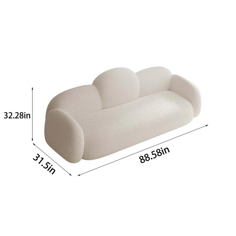 Image of LEGACY OF COMFORT Loeke 3-Piece Living Room Set 3 +1 +1 Sofa Set Cloud Shape Boucle Sofa for Living Room White
