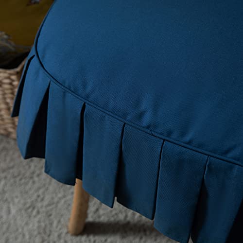 Xslive Solid Ruffled Chair Pad With Ties,Comfortable Non Slip Seat Cushion Kitchen Dining Decor Chair Cushion With Removable Cover (Lakeblue,18"X18") #TOP1