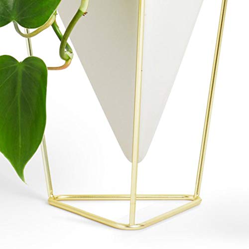 Umbra 1004372-524 Trigg Desktop Planter Vase & Geometric Container-For Succulent, Air, Mini Cactus, Faux Plants And More, Desk, White/Brass thumb #14