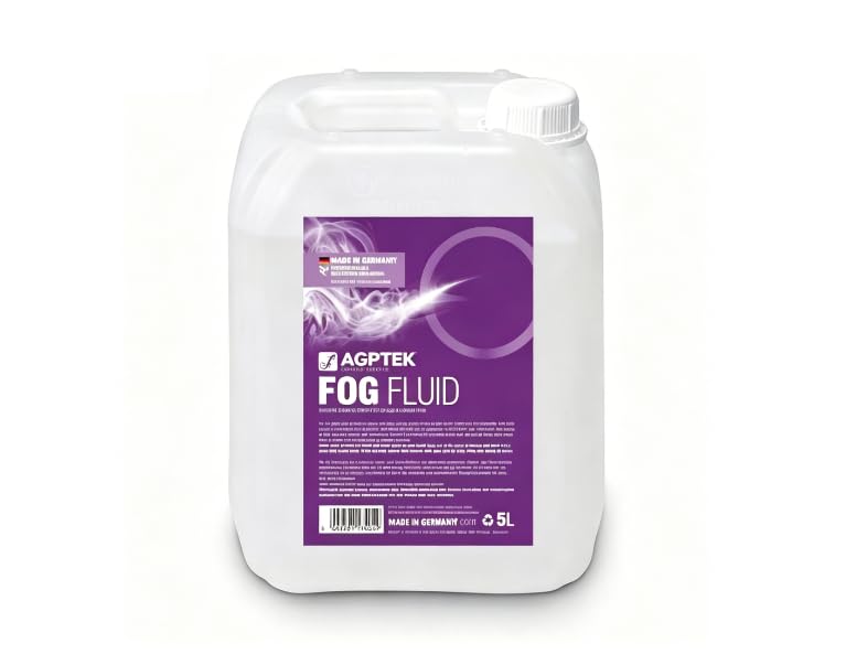 AGPTEK Liquide à brouillard haute densité 5L pour machine à fumée, longue durée d'effet. Idéal pour les fêtes, concerts et événements