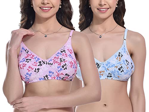 Image of FIMS - Fashion is my style Cotton Bra Non-Padded Non-Wired Bra Floral Print Bra for Women Combo Pack Girls Everyday Bra
