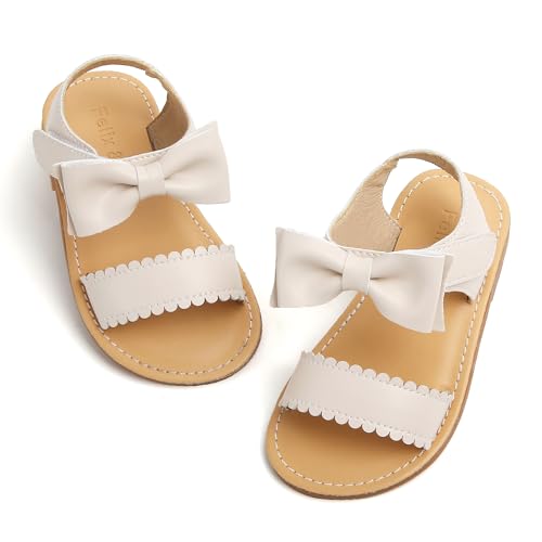 Image of Felix & Flora Toddler Girl Sandals - Little Girl Easter Dress Shoes Lightweight Open Toe Beach Holiday Flats