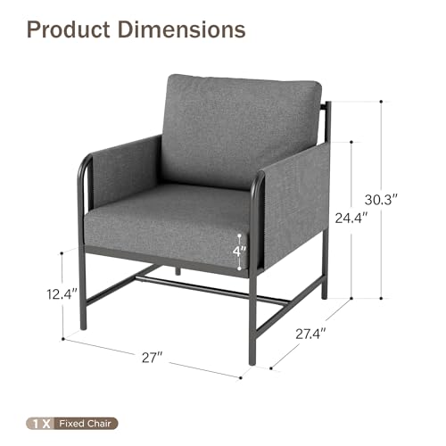 Image of PHI VILLA Patio Furniture Metal Armchair,2 PCS All-Weather Outdoor Contemporary Sofa Chair,Black Frame with Cushion(Backyard ICON Collection)