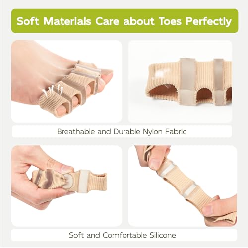 Bukihome Toe Separators with Fabric Lining - Silicone Toe Spacers Bunion Correctors for Overlapping Toe - Breathable Toe Corrector for Women Men - Toe Straightener Relieve Foot Pain - 2Pcs