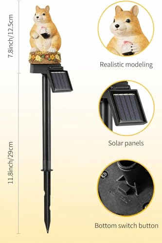 Image of CBK Squirrel Garden Solar Lights Outdoor Squirrel LED Decorative Waterproof Garden Stake Lights, Lawn Lamp Light for Yard, Balcony, Patio, and Garden Lighting