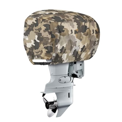 GLENLCWE Camo Outboard Motor Cover Brown Boat Engine Hood Shield UV & Fade Resistant Marine Grade Engine Cover Fits Motors 25hp Yacht Engine Hood Heavy Duty