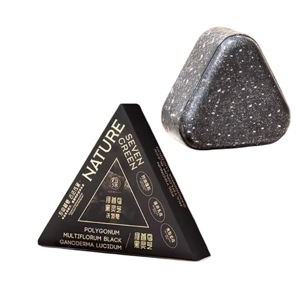 Herbal Black Hair Shampoo Soap with Polygonum & Ganoderma Triangle Pyramid Hair Wash Bar Supports Dark Hair, Scalp Care & Gentle Cleansing (1)-image-43