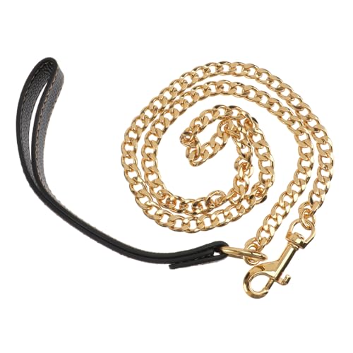 Mikikit Golden Stainless Steel Dog Leash Heavy Duty Pet Traction Cable for Dogs Durable No Tangle Design for Walking and Training