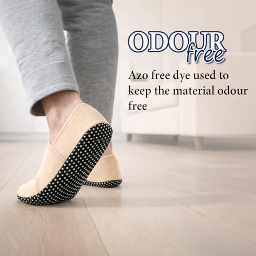Image of Footmate Ankle Length Slipper Socks For Womens 2 Pair Pack - Cotton Blend Slipper Shoes For Outdoor, Indoor, Home & Office | Anti Skid Socks Slipper Daily Use Booties