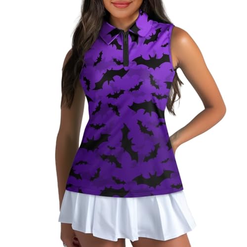 Sleeveless Golf Shirts for Women Lightweight Casual Loose V Neck Zip Up Tank Top Tennis Shirts for Women Plus Size