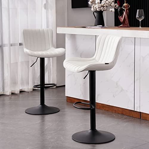 Younuoke Counter Height Bar Stools For Kitchen Island 24 Inch Metal White Barstools Set Of 2 Adjustable Swivel Counter Stool With Back #TOP4