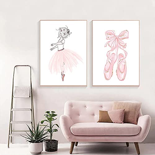 3er Set Hasenposter Rosa Ballettkaninchen - Wanddekoration Für Kinderzimmer 30x40cm