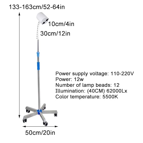 Lampe d'examen médicale LED 12 W avec luminosité réglable et base mobile - 2
