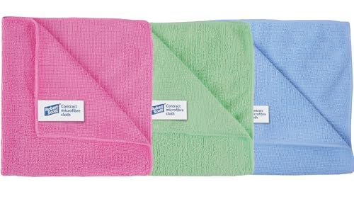 Image of Parkers Foodservice Robert Scott - Microfibre Cloth Bundle - PINK, GREEN, BLUE - 3 x 10 x 40cm x 40cm