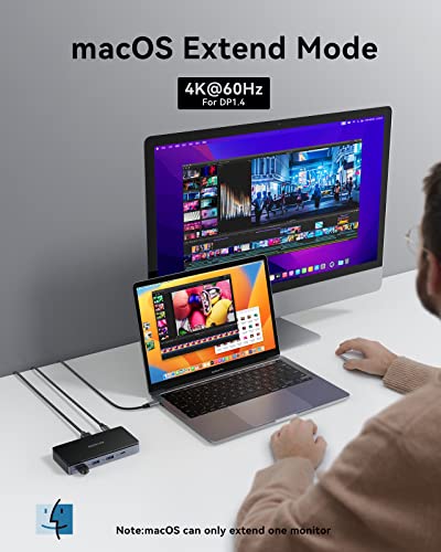 Usb C Laptop Docking Station,Dual 4K@60Hz Hdmi Monitor Display Port,Hub Multiport Adapter For Dual Monitor,8 In 1 Usb C Dock,3*Usb 3.0,Gigabit Ethernet,100W Pd,Compatible For Dell/Hp/Macbook Laptops #TOP3