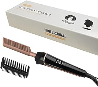 Hot Comb for Wigs, Afro Hair,230 Electric Heat Pressing Comb,Hot Comb Straightener,80-230 Adjustable Temperature, LCD Display with Anti-Scald Hood and Gloves
