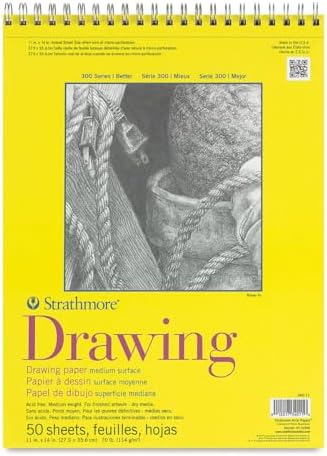 300 Series Drawing Pad, Medium Surface, 11"x14", Wire Bound, 50 Sheets