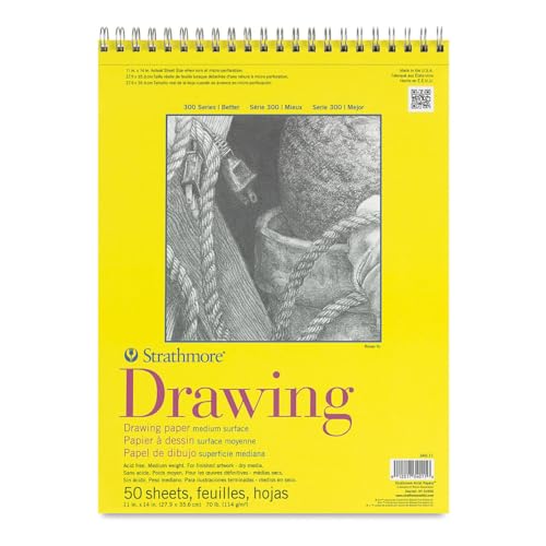 Strathmore 300 Series Drawing Pad, Medium Surface, 11"x14", Wire Bound, 50 Sheets