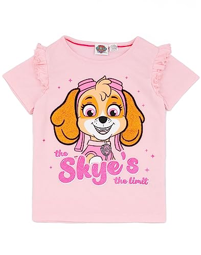 Paw Patrol Girls Pajama Set | Pink Short Sleeve T-Shirt & Shorts Outfit Bundle | Skye The Rescue Pup Frill Shoulder Pajamas3