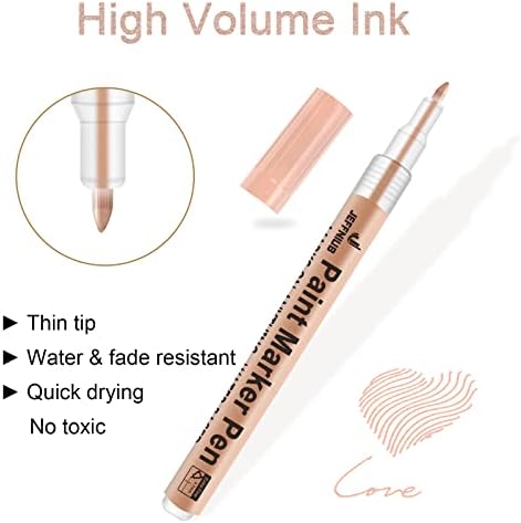 Acrylic Paint Pens Gold,Silver,Rose Gold, Paint Markers for Rocks Painting, Wood, Fabric, Glass,Ceramic,Canvas. Scrapbooking,Card Making,DIY Craft Supplies Metallic Acrylic Marker Set