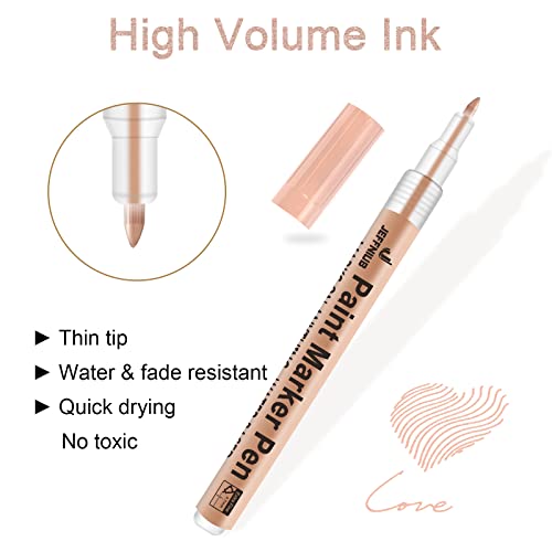 Jeffniub Acrylic Paint Pens Gold,Silver,Rose Gold,Paint Markers For Rocks Painting, Wood, Fabric, Glass,Ceramic,Canvas. Scrapbooking,Card Making,Diy Craft Supplies Metallic Acrylic Marker Set (0.7Mm) #TOP2