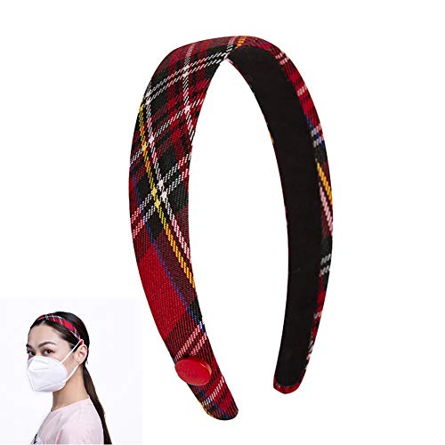 Women's Headband with Buttons for Face Mask - Mask Headbands with Buttons Boho Spa Wash Face Workout Girls Hairband Headwear Button Headbands for Nurses Doctors