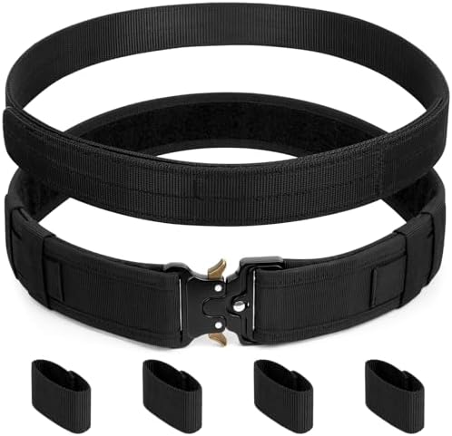 Duty Belt with Hook Lining 4 Keepers, Police Duty Belts, Molle Tactical Belt for Law Enforcement Officers Security, Nylon Outer Inner Belts