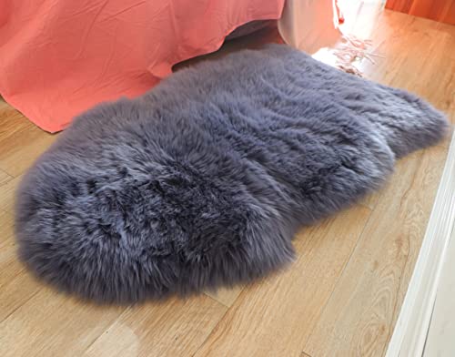 Woolous Schaffell Teppich Echt 90x60cm Kleine Teppiche aus NeuseeläNdischer Wolle, Extra Dicker...