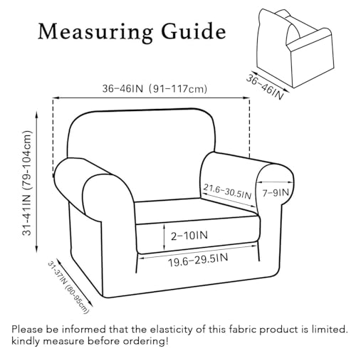Turquoize 2 Piece Chair Covers for Living Room Armchair Cover Armchair Slipcovers with Arms Feature Thick Jacquard Fabric (Chair,Biscotti Beige)