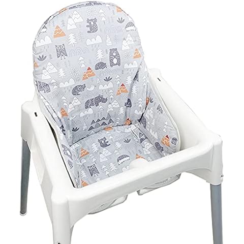ZARPMA Cotton Seat Covers for IKEA Antilop Highchair,Cotton Surface and Cotton Padded,Forest Pattern Foldable Baby Highchair Cover for IKEA Child Chair Cushion (Grey Forest) Cover