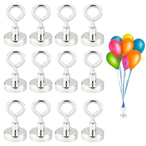 Balloon Weights, 12 Pcs Iron Balloon Weight for Helium Balloons, Black Weights and Ribbon for Party Wedding Birthday Decorations, 1.6 * 3.5cm