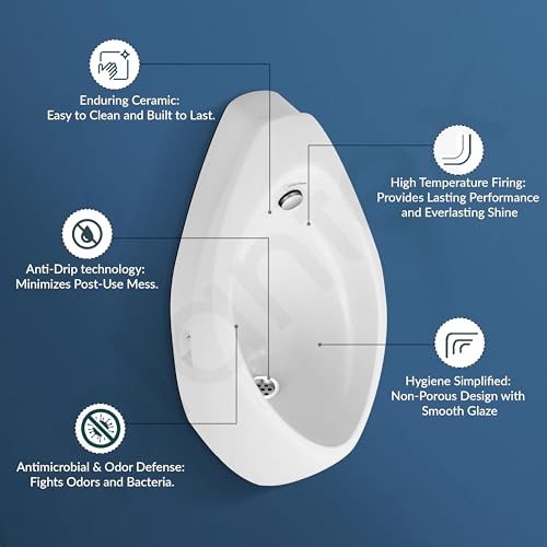 Image of Plantex Ceramic Premium Wall Mount Large Urinal Pot For Gents /Male /Boy /Men Toilet For Washroom-(White,Uero)